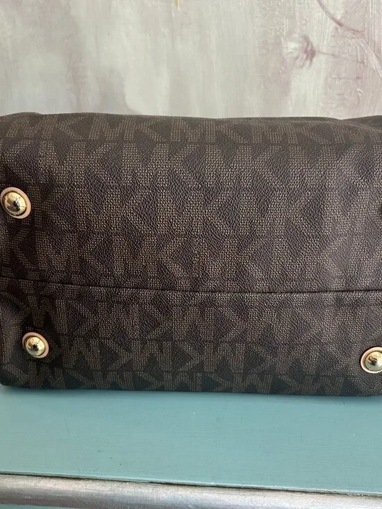 Michael Kors Grayson Monogram Leather Boston Bag Purse Matching Jet Set Wallet - Picture 10 of 16